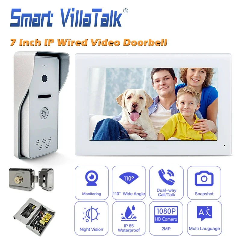 

Multi-functional HD-IP Camera with night vision video doorbell camera intercom system wifi wired for 3 apartments