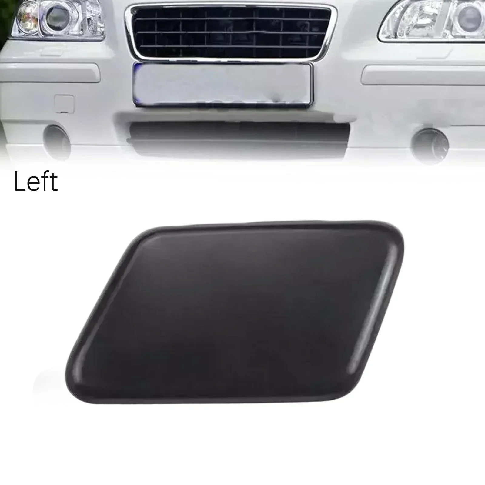 Auto Front Bumper Headlight Washer Nozzle Spray Jet Cover Cap For Volvo S60 2005-2009 39993124 39993164 Black Left Right  ﻿