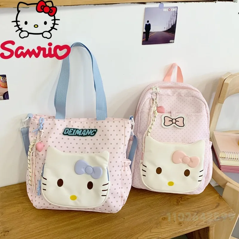 HelloKitty New Women's Backpack Fashion High Quality 2-piece Set Storage Bag Cartoon Versatile Multi Functional Student Backpack