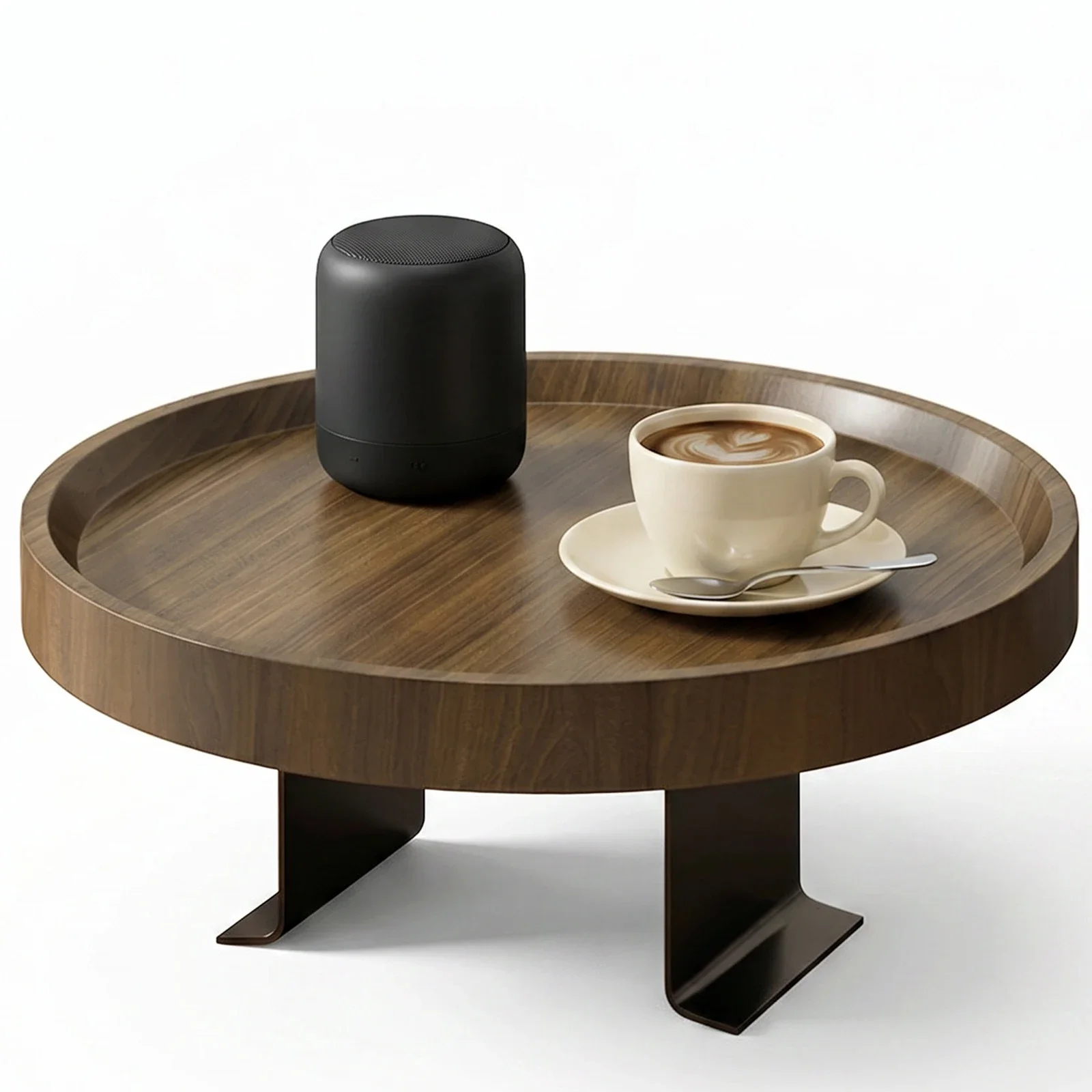 Wooden Couch Cup Holder Tray with Adjustable Clamp and Metal Legs Couch Side Table for Home Drinks Fast Food Fruit Etc
