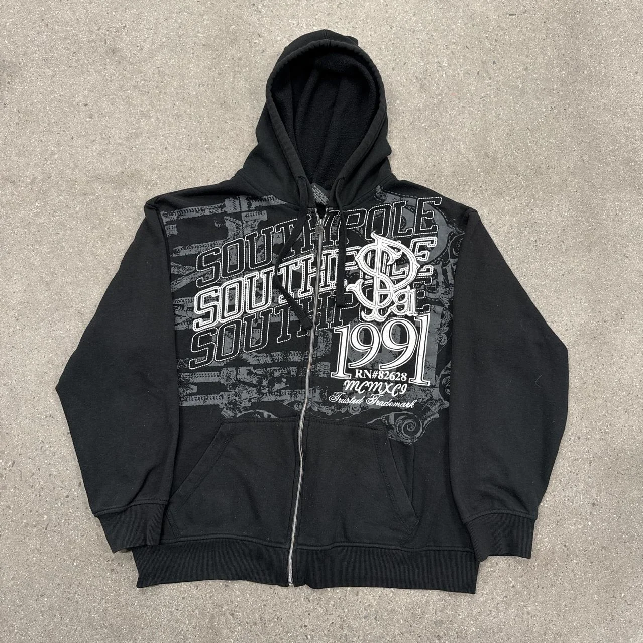 Southpole Men Black and Grey Hoodie Street New Sweater Hoodie Harajuku Vintage Hip Hop Casual Sports Hooded Sweater