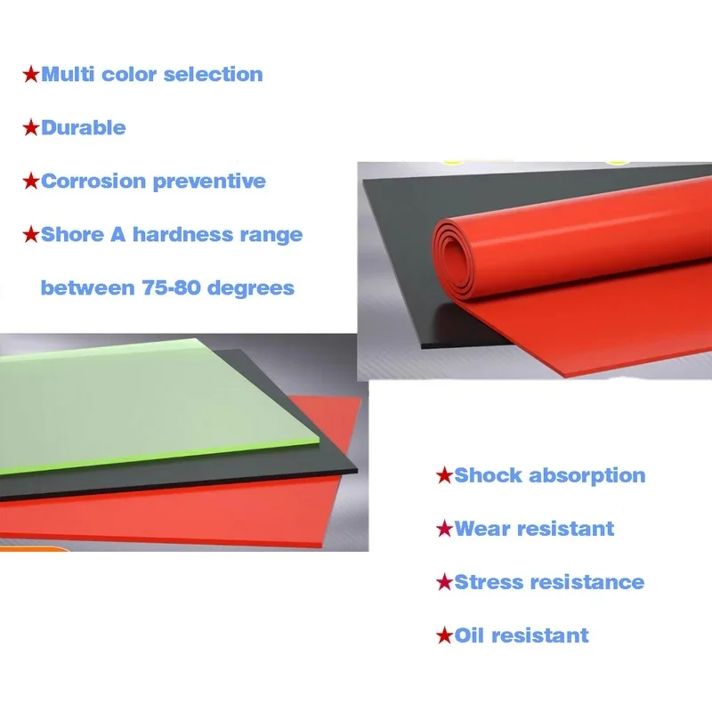 PU Polyurethane Rubber Sheet 2-20mm Thick Colored Damping Pad Oil Proof Elastic Mat