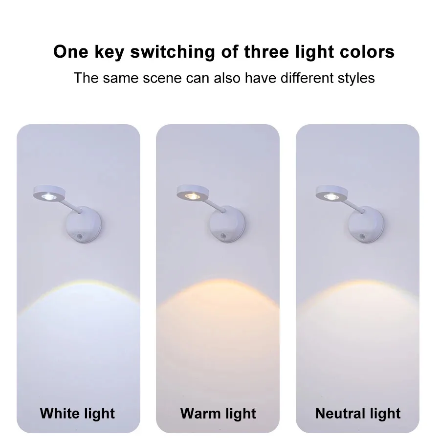 Spotlights USB Rechargeable Intelligent Human Sensing Wireless Wall Light Dimmable Led Spotlight for Lighting Paintings Pictures