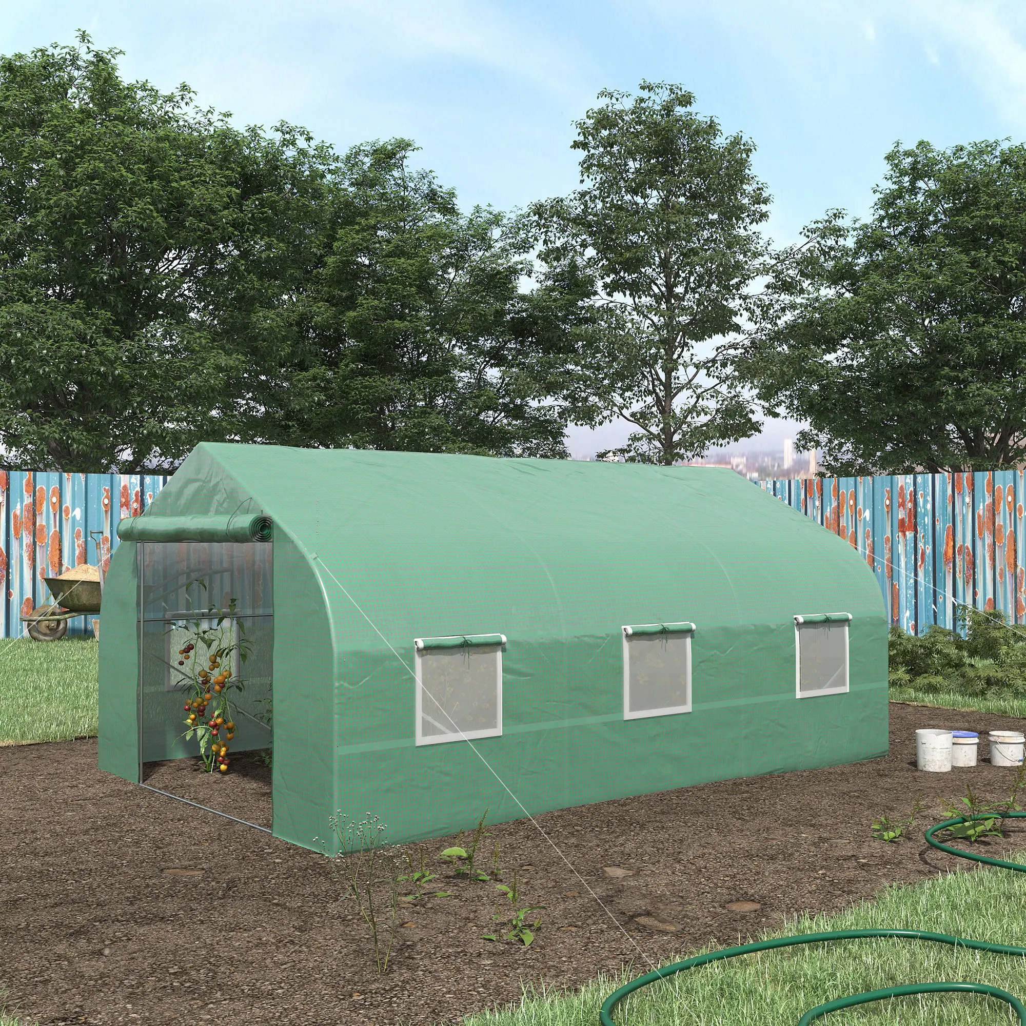 Greenhouse 12' X 10' X 7' Large Movable Walk-In Thermal Greenhouse for Plants and Gardening