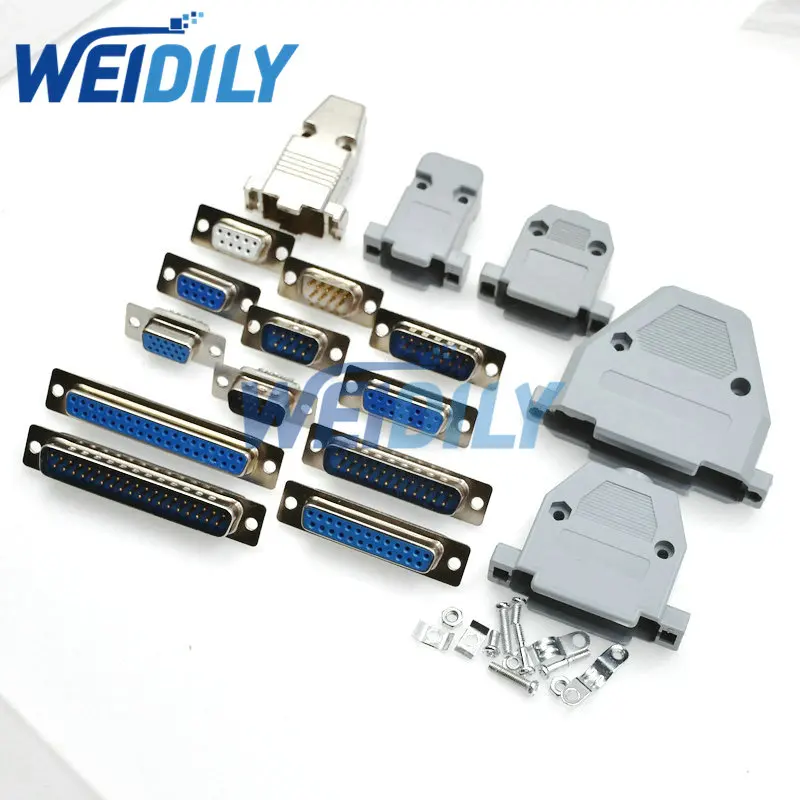 Adaptador de 5 piezas DB9, núcleo de conector, DB15, DB25, DB37, RS232, conectores de enchufe COM serie, Agujero/Pin, hembra, Puerto macho, D Sub,