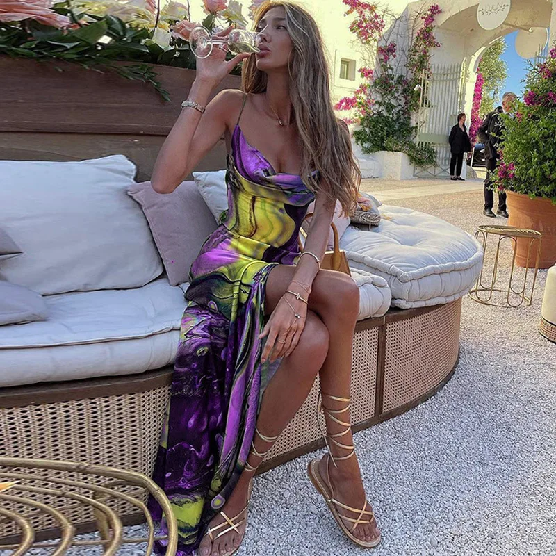 Gaun Panjang Bodycon Wanita Elegan Bermotif untuk Pesta Klub Ulang Tahun, Streetwear Musim Panas Gugur 2025, Barang Grosir untuk Bisnis