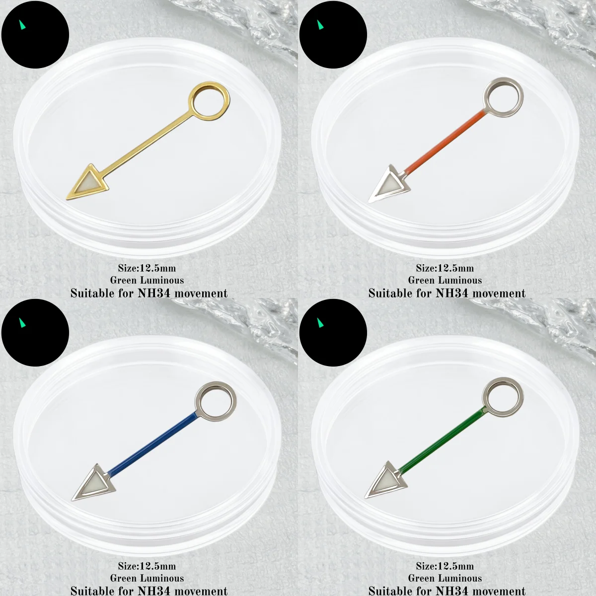 Modification Green Blue Silver Rose Gold GMT Green Luminous Watch Hands Accessories Suitable for Seiko NH34 Mechanical Movement