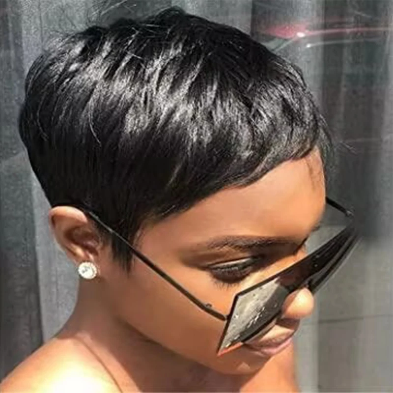 Synthetic Short Pixie Cut Wigs for Black/White Women Natural Pink Hair Wig Short Pixie Cut Hairstyles for Women