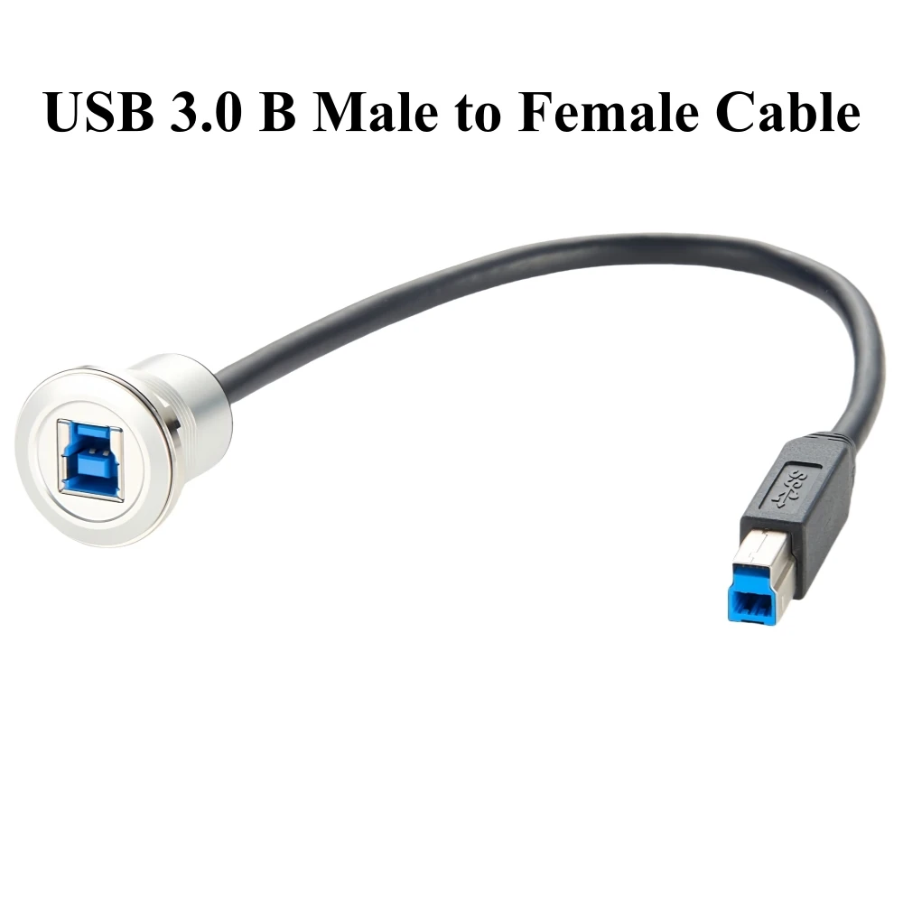 

USB 3.0 B Printer Cable Type B Male to Female Extension Cable Dash Flush Panel Mount USB B Extender for Car Dashboard