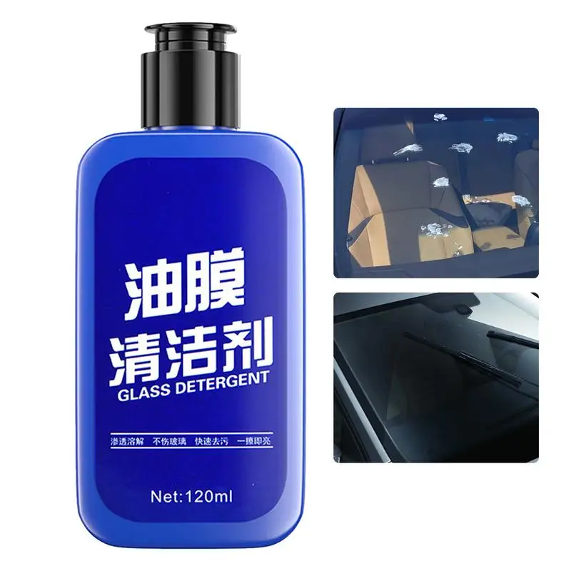 Car Glass Oil Film Remover 120ml Auto Glass Polish Oil Remover Long-term Car Glass Cleaner Liquid For Water Stains Efficient