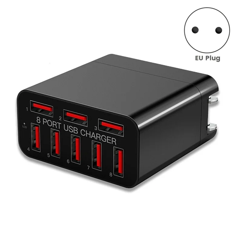 8 Port USB Porous Mobile Phone Charger Foldable Portable Travel Quick Charger USB Multi Port Charger EU Plug