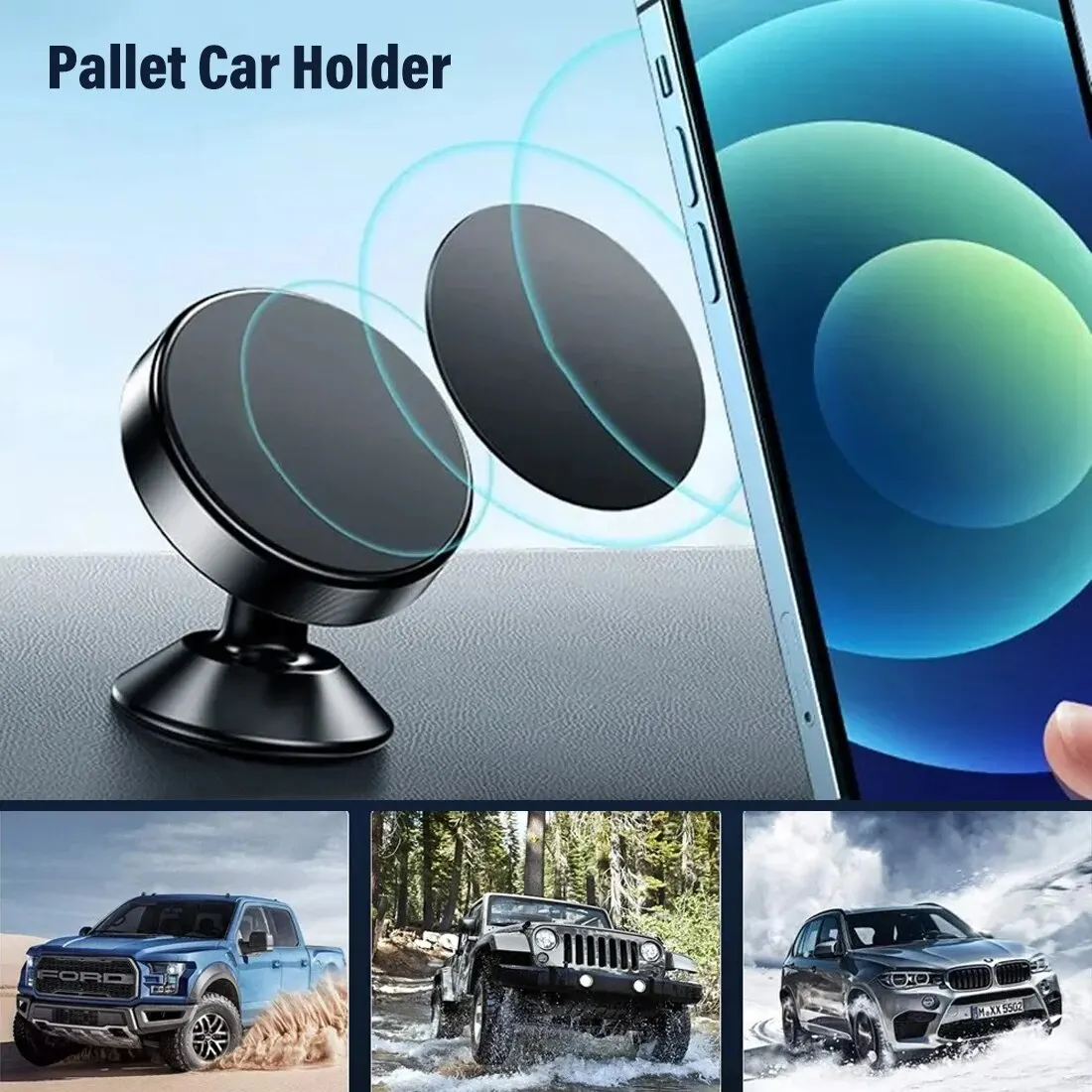 Magnetic Car Phone Holder Magnet Mount Rotatable 360 Cell Phone Stand GPS All Mobile Phone Adaptations Support for iPhone Huawei