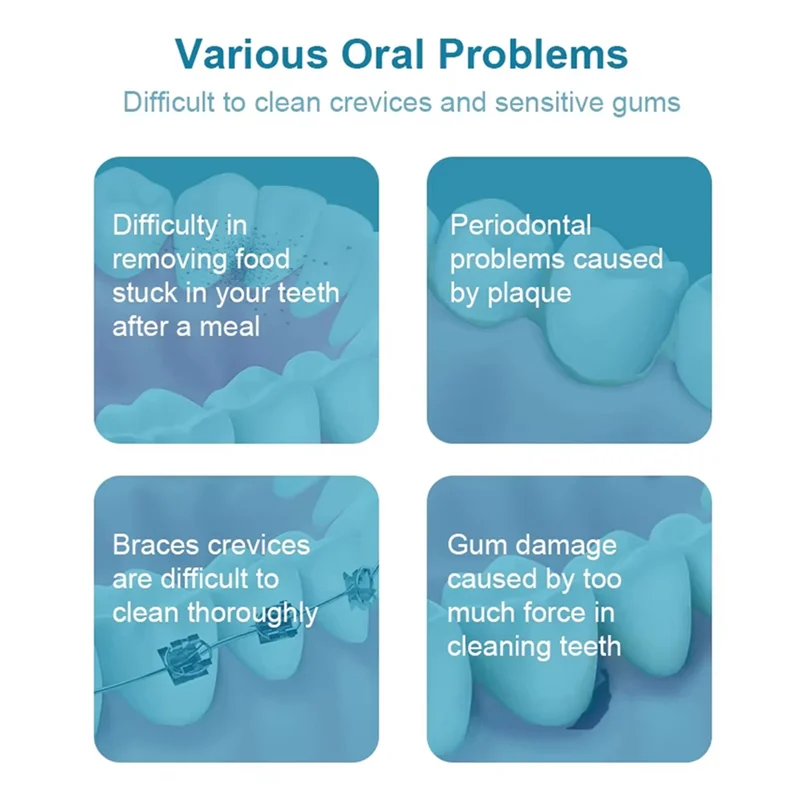 B47B-L6 Water  Flosser Teeth Pick- 4 Modes Cordless Oral Irrigator 300ML Rechargeable IPX7 Waterproof Powerful Batter