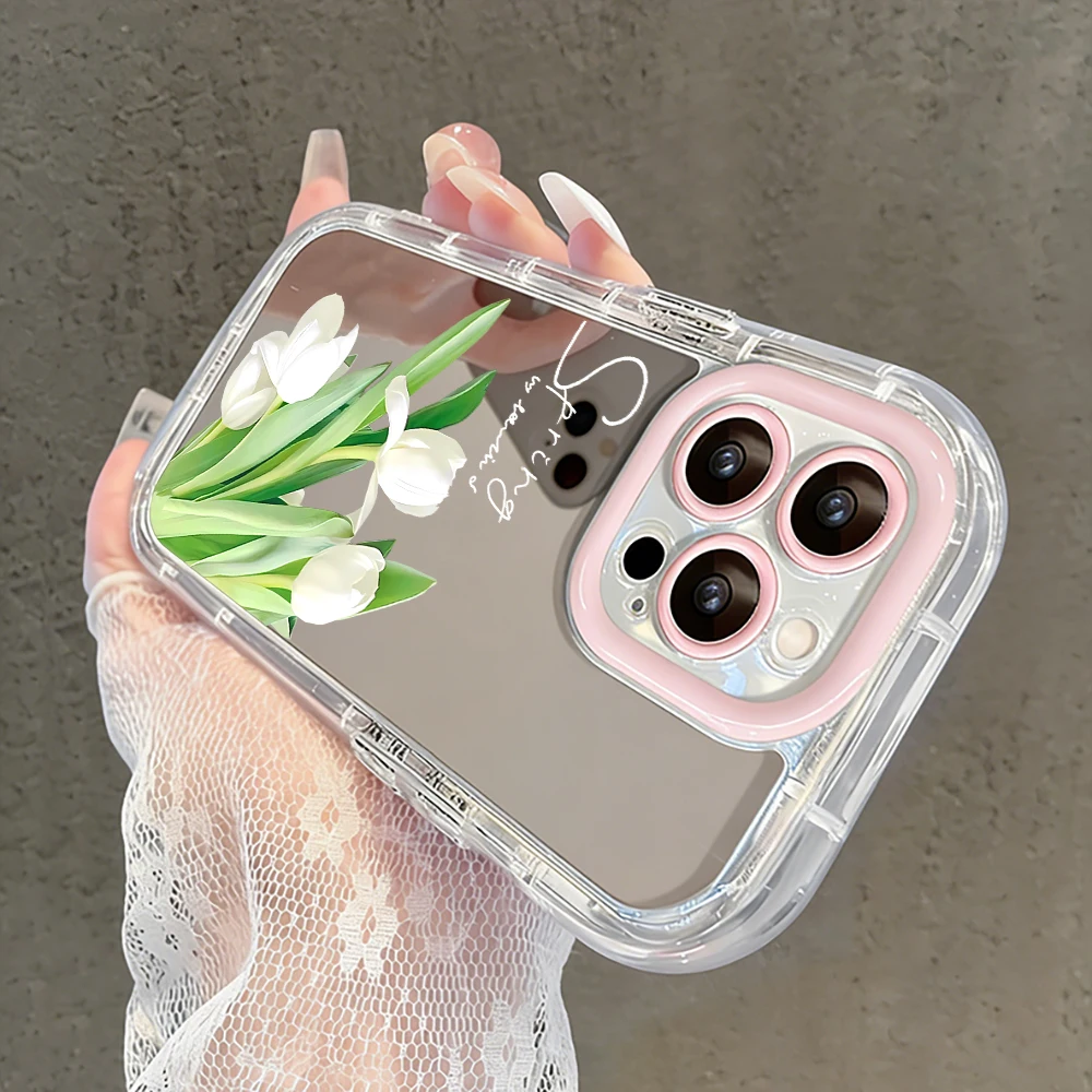 Tulpenblumen Air Cushion Spiegel Handyhülle für iPhone 17 15 14 16 Pro Max 13 12 11 Pro X XR XS MAX 7 8 Plus 17Air Modische Hülle – Detail 16