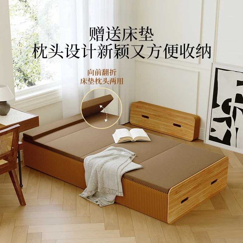 Cama dobrável de papel para almoço, sofá-cama multifuncional individual