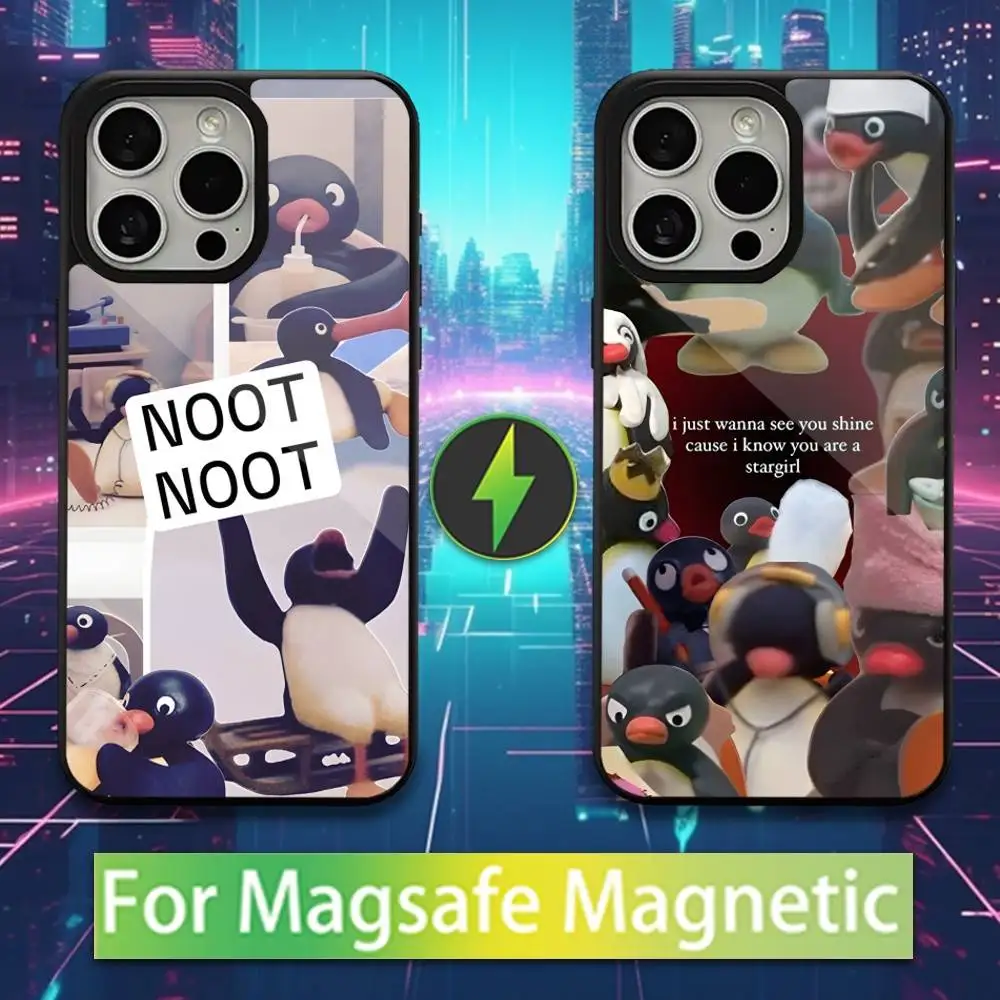 

Cute Art Pingu Penguin For iPhone 12,14,11,15,13,16,17,For Magsafe,Plus,Mini, Pro,Max,Magnetic Wireless Charging Case