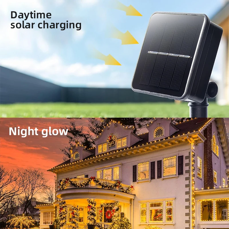Au Silver Outdoor Waterproof Solar String Lights LED Christmas for Yard Tree Patio Garden Home Hotel Villa Room Decoration