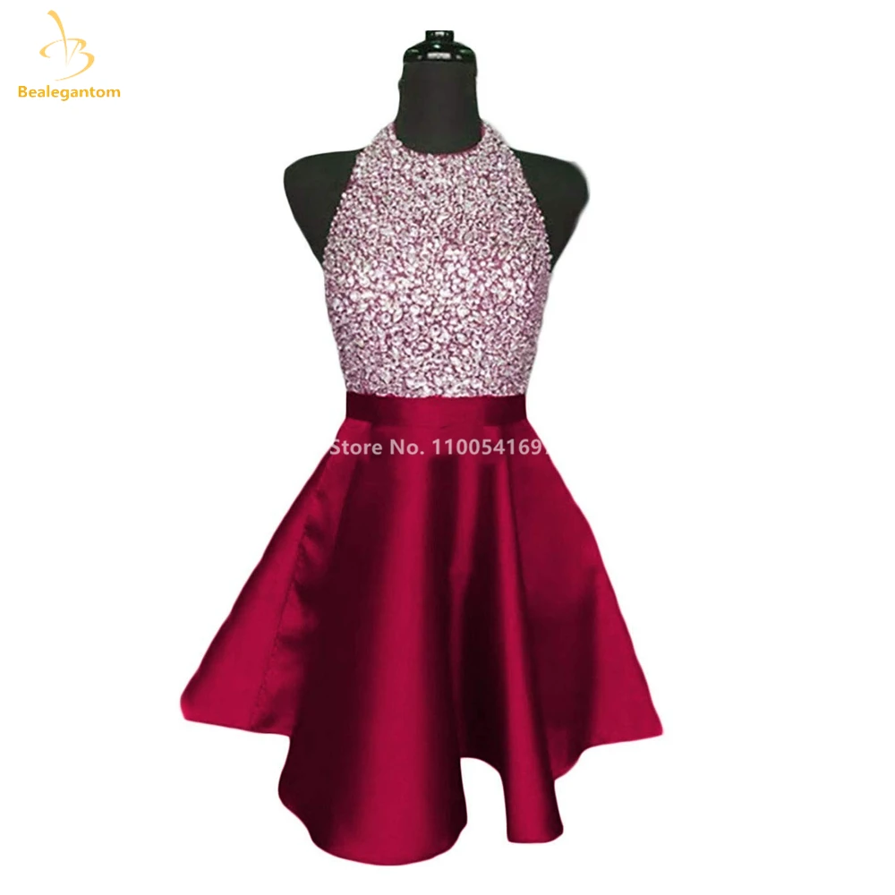 Bealegantom Halter Prom Homecoming Vestidos Curto Frisada Vestidos De Graudation Mini Cocktail Ocasião Formal Vestidos de festa