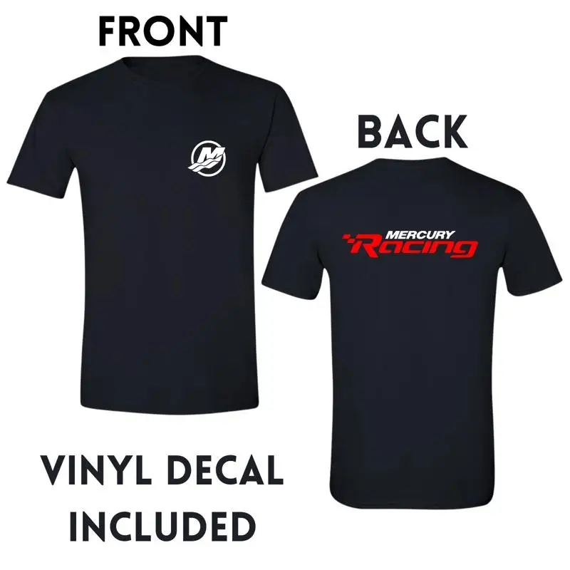 Mercury Mercruiser Boat outboard Racing T Shirt Free Decal MORE COLORS INSIDE