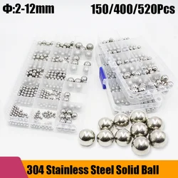 304 Stainless Steel Solid Ball Dia 2-12mm Precision Bearing Steel Small Pellet Marble Round Smooth Ball for MTB Kid Bike Scooter