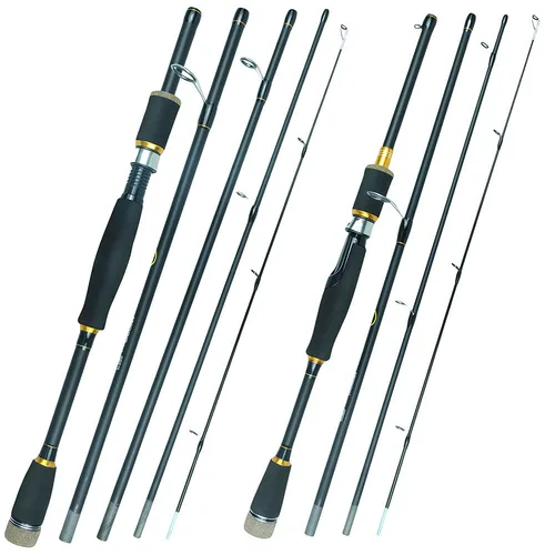 Imagen 2 del producto Cañas de pescar de carbono Santa King, cañas de pescar giratorias portátiles de 4/5 secciones, mango de EVA para viajes, campamento, pesca de lubina de agua dulce