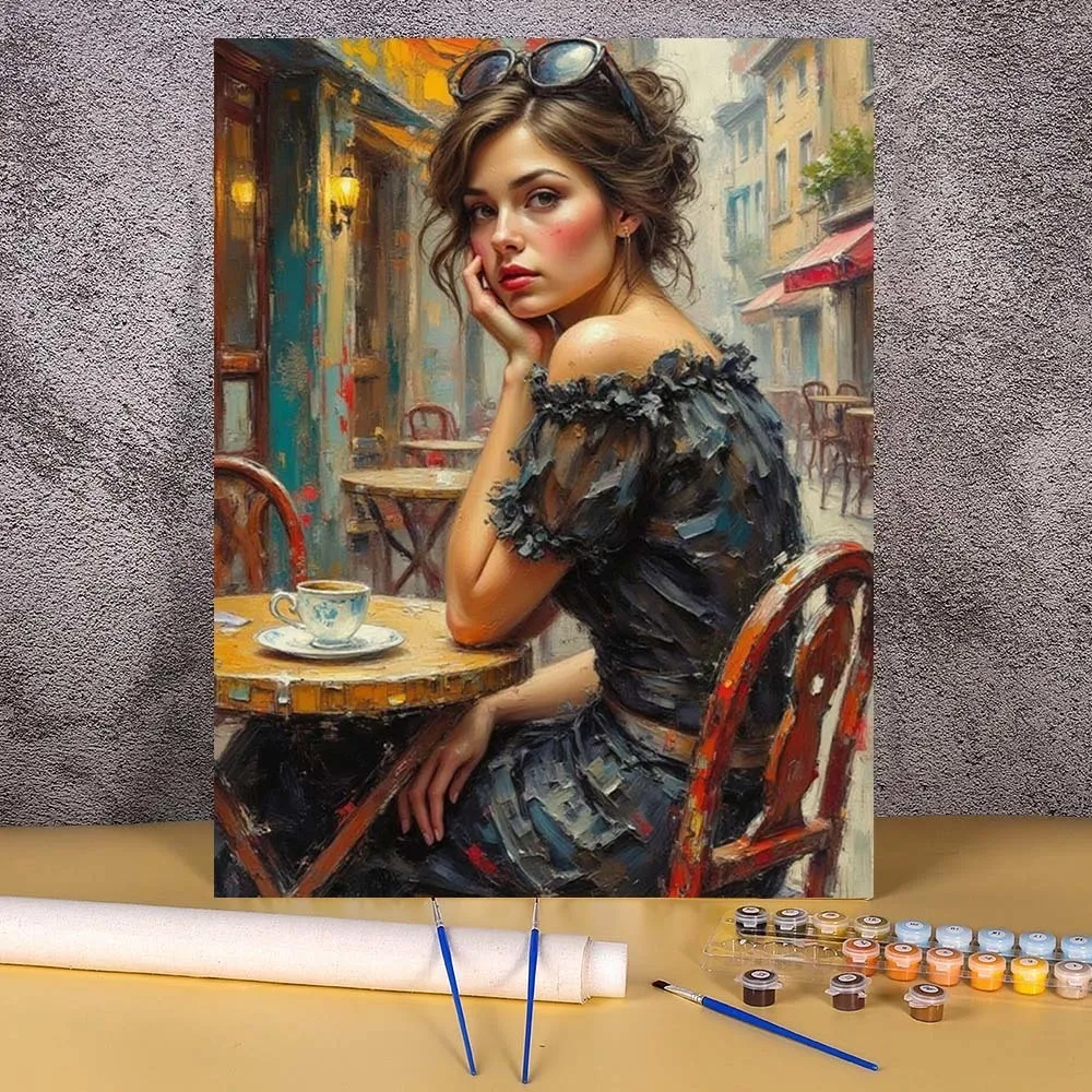 

Hand Painting Street Women Picture Acrylic Painting By Numbers Kit DIY Artwork Canvas Art Gift Home Decoration For Bedroom Wall