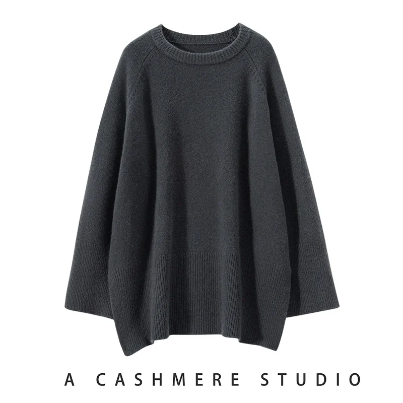 Hot Sale Autumn Winter New 100% Pure Cashmere Sweater O-neck Women\'s Thicken Warm Pullover Female Loose Large Size Knit Jumper