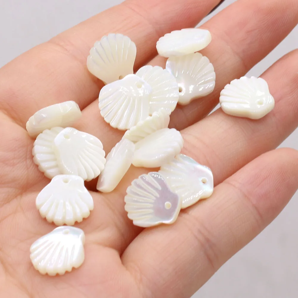 5pcs 12mm Natural Shell White Scallop Small Pendant Charms for Jewelry Making Supplies DIY Women Necklace Earrings Accessories view 3