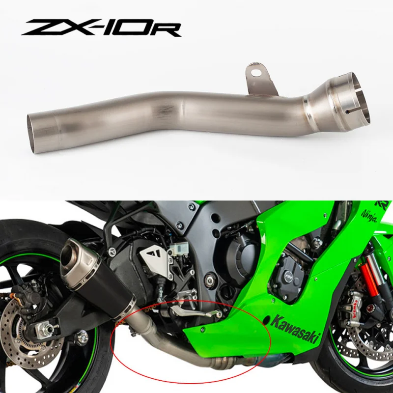 

Титановая соединительная труба мотоцикла для Kawasaki Ninja ZX10RR ZX-10R ZX10R ZX-10r, средняя выхлопная труба 2021-2024 zx10r, выхлоп
