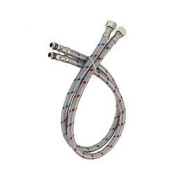 Paquete de 2 mangueras de acero inoxidable de 60cm G1/2, grifo mezclador frío y caliente, manguera de entrada, accesorios de conexión para baño y cocina