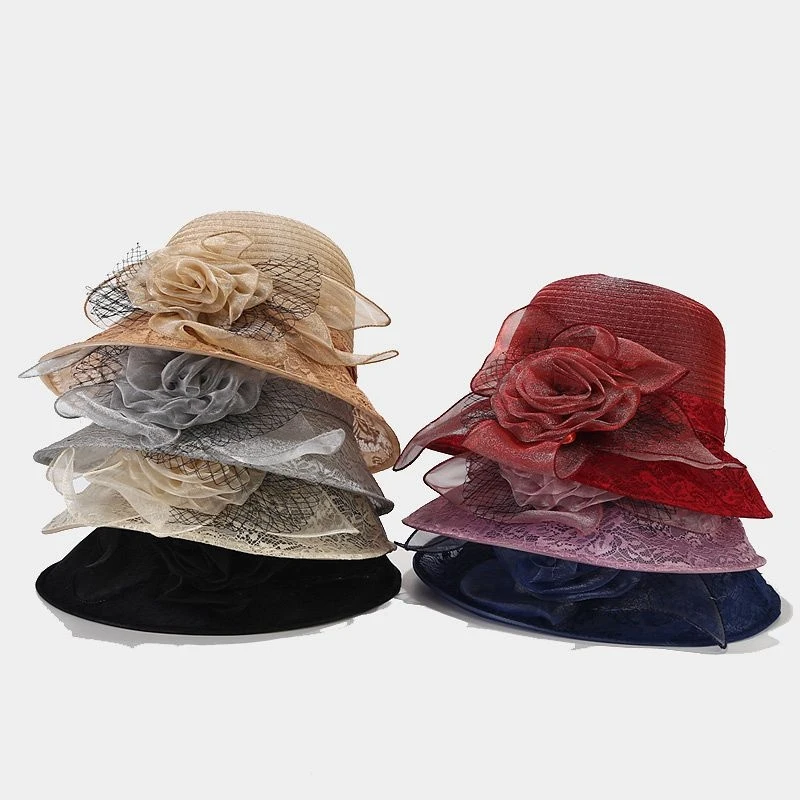 Women's Elegant Flower & Net Fascinator Hat Tea Party Wedding Derby Cocktail Church Sun Hat