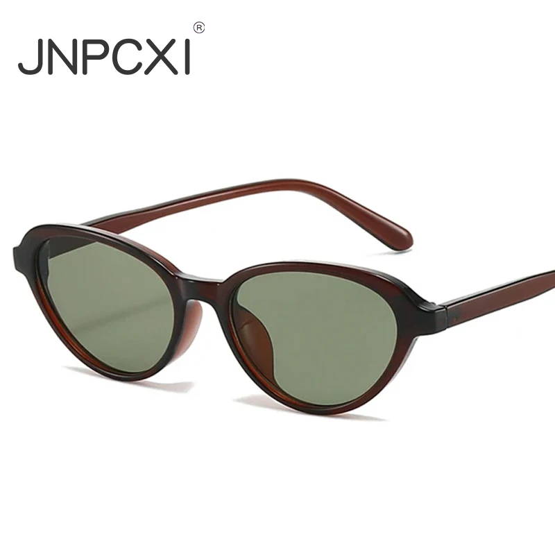 JNPCXI Modische Cat-Eye-Sonnenbrille für Damen, Teegrüne Farbtöne, UV400, Retro-Stil für Herren, klarer Linsenrahmen