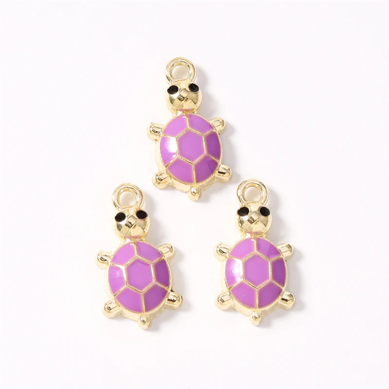 10 Stück bunte Cartoon-Tier-Schildkröten-Anhänger für die Schmuckherstellung, Ohrhänger, Halsketten, Armbänder, DIY-Bastelzubehör – Detail 19