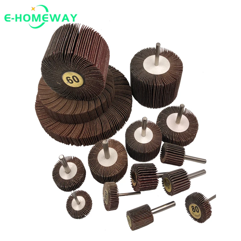 10Pcs Mounted Aluminum Oxide Flap Wheel Set, 1/4\