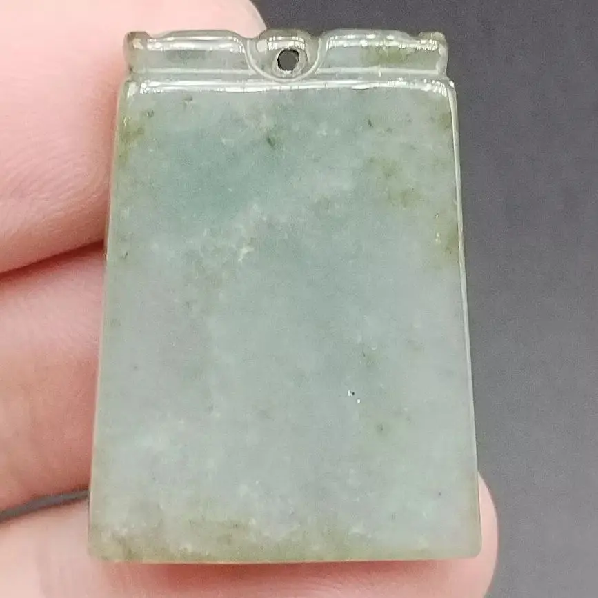 

Oily Green Burma 100% Natural Jadeite Carved Safe Sound Pendant【Grade A】