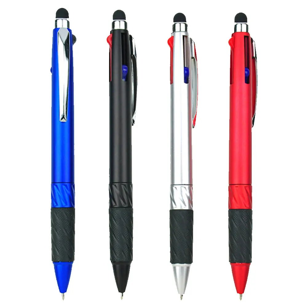4 Pack 3 in 1 Ballpoint Pens with Stylus Medium Point Comfort Grip Smooth Ink for Office Meetings