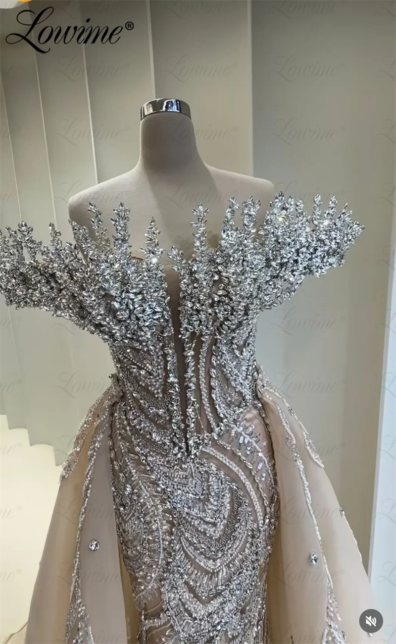 Customized Mermaid Prom Dresses Beaded Crystals Champagne Evening Gowns Luxury Party Second Reception Birthday Engagement Dress