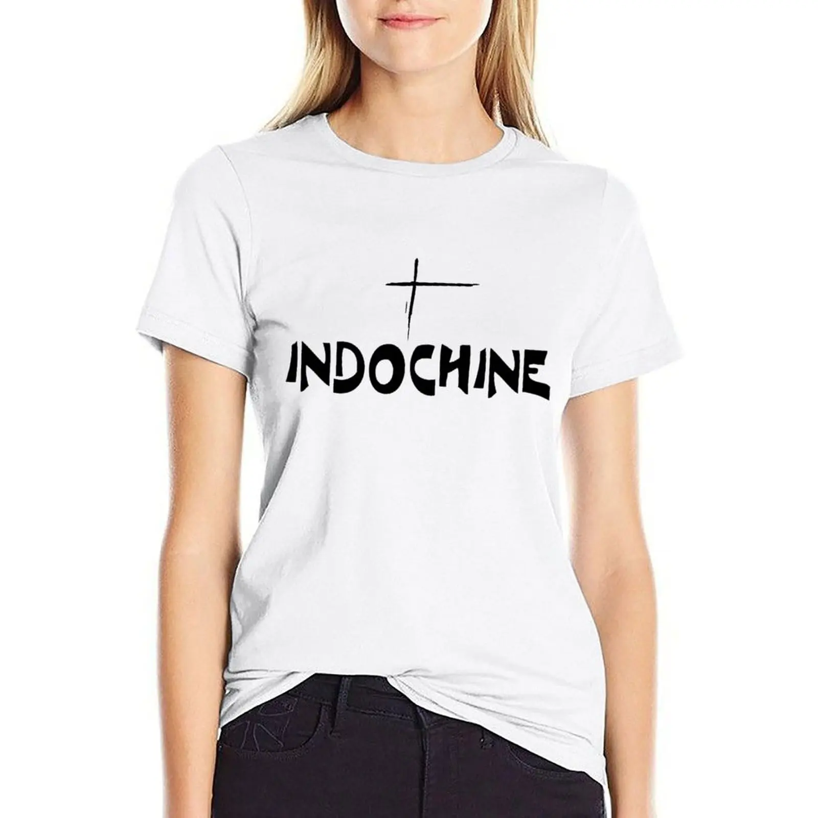 Indochine T-shirt vintage clothes kawaii clothes lady clothes black t-shirts for Women