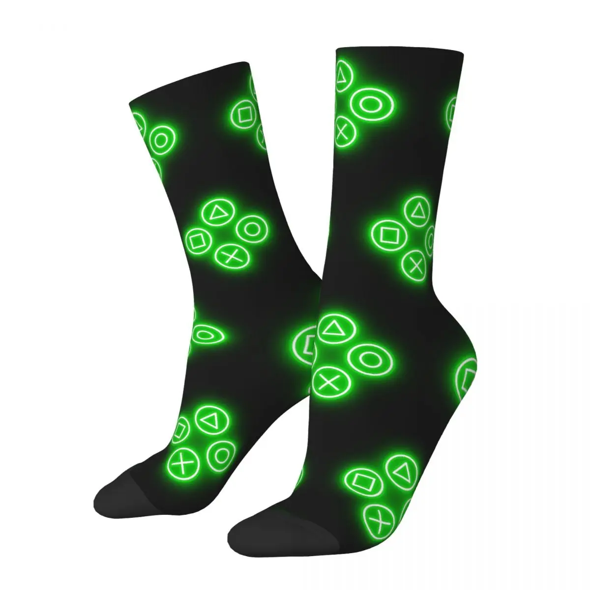 Console Neon Buttons (green) Men Women Socks Windproof Novelty Spring Summer Autumn Winter Stockings Gift