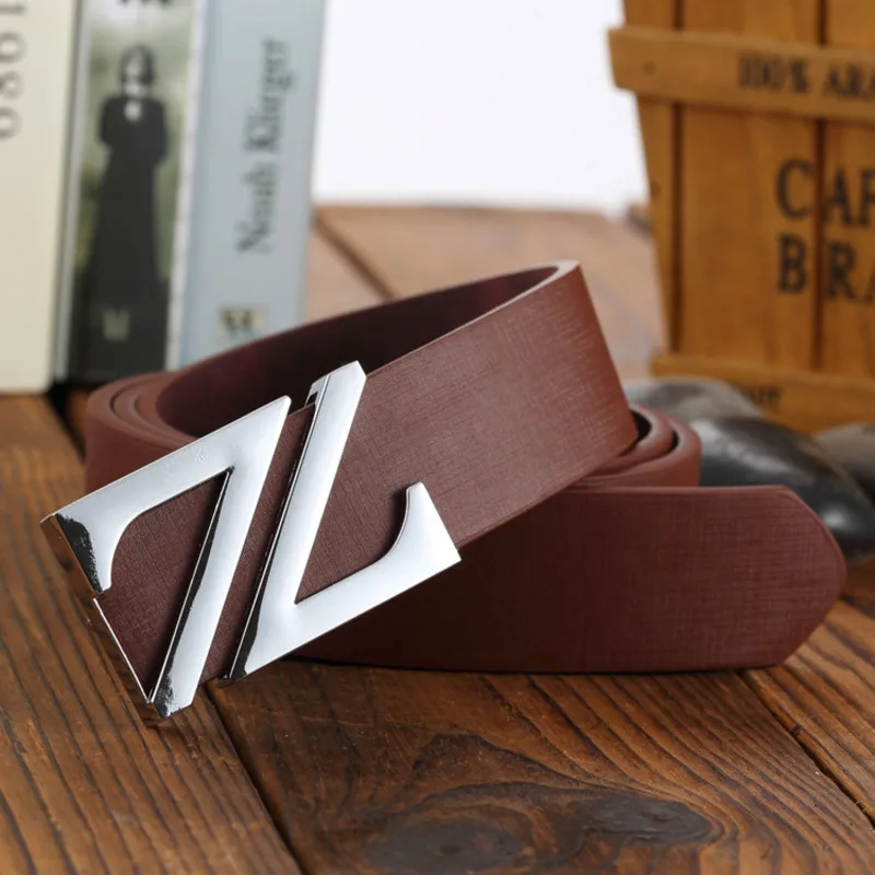 New Casual Smooth Buckle Men's Belt PU Leather Letter Buckle Women's Belt Campus Student Youth Waistband