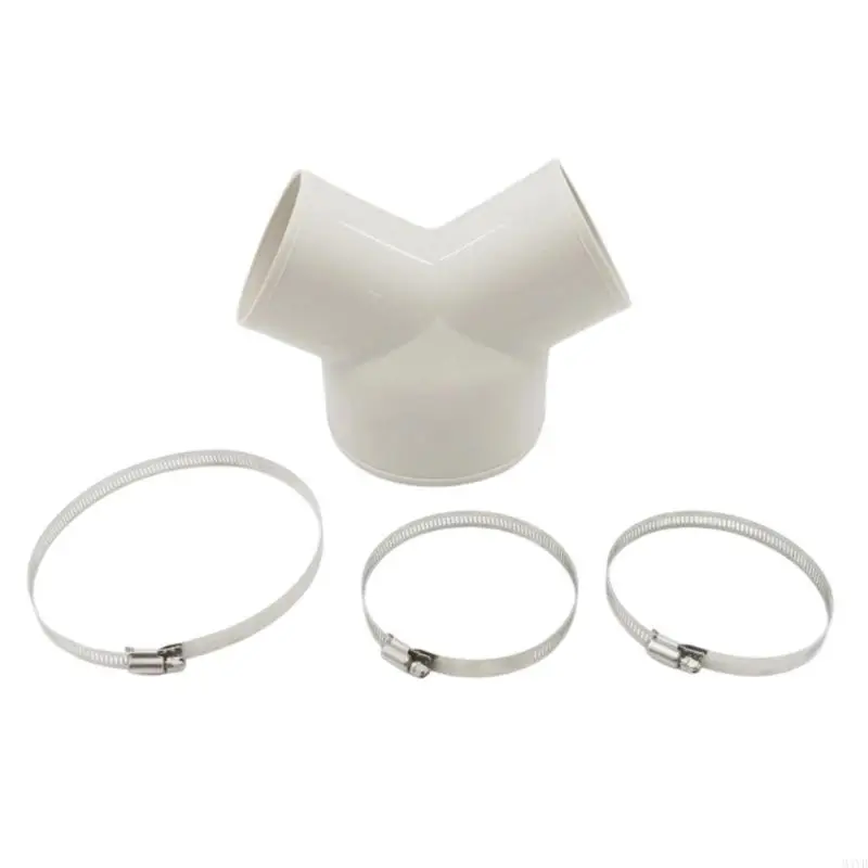 Plastic Y Duct Connector with Three-Way Branching and 3 Included Hose Clamps for Bathroom Exhaust and Air Ventilation Duct M4YD