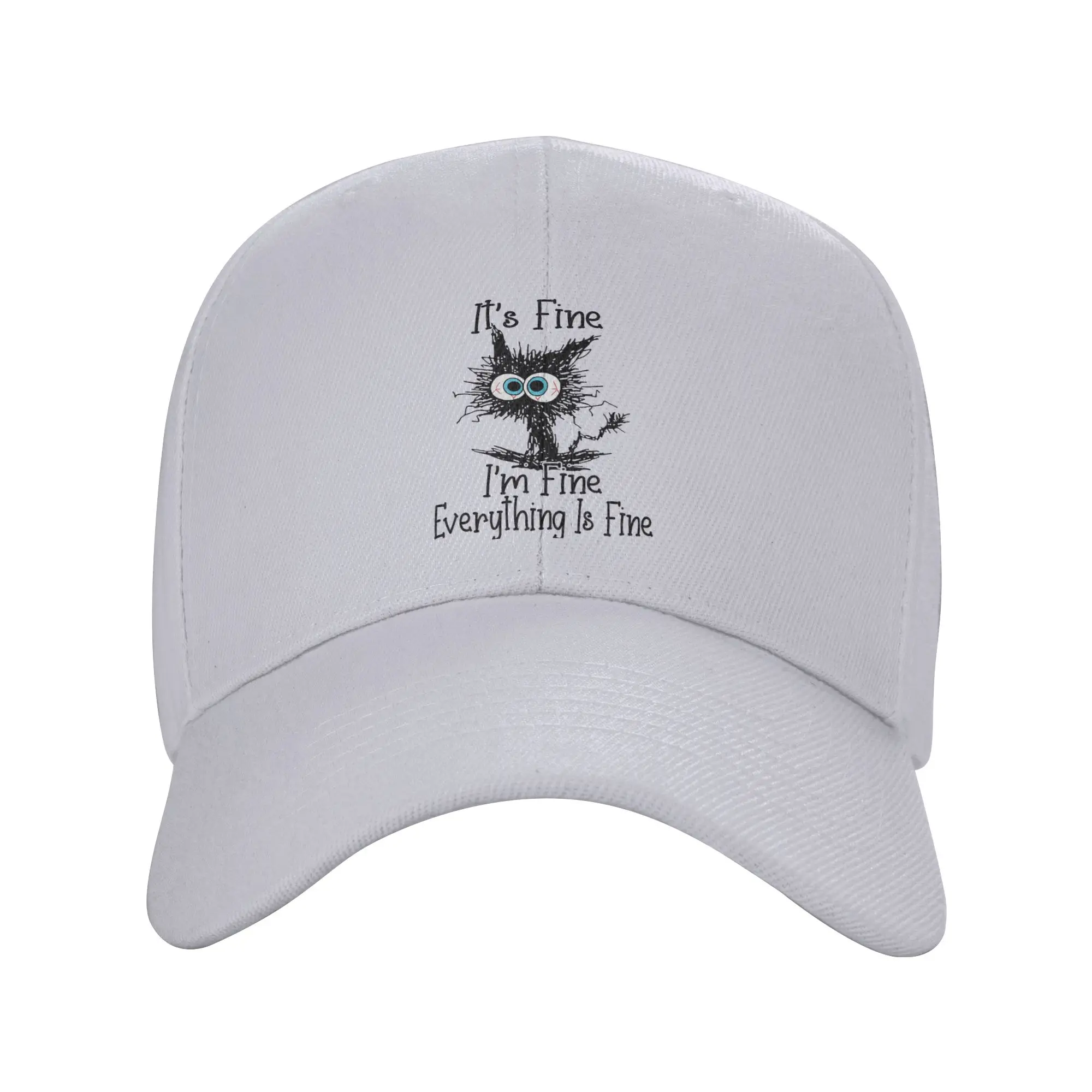 It s Fine I m Fine Everything Is Fine Funny cat Trendy Baseball Cap Tennis Match Casual Cap Dad Hat