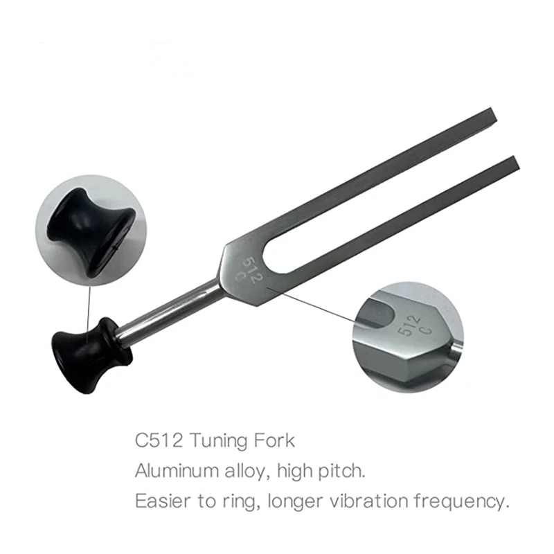 Tuning Fork Set (128Hz, 256Hz, 512Hz) For Therapy With Silicone Hammer, Repair Tool, Cleaning Cloth And Storage Bag