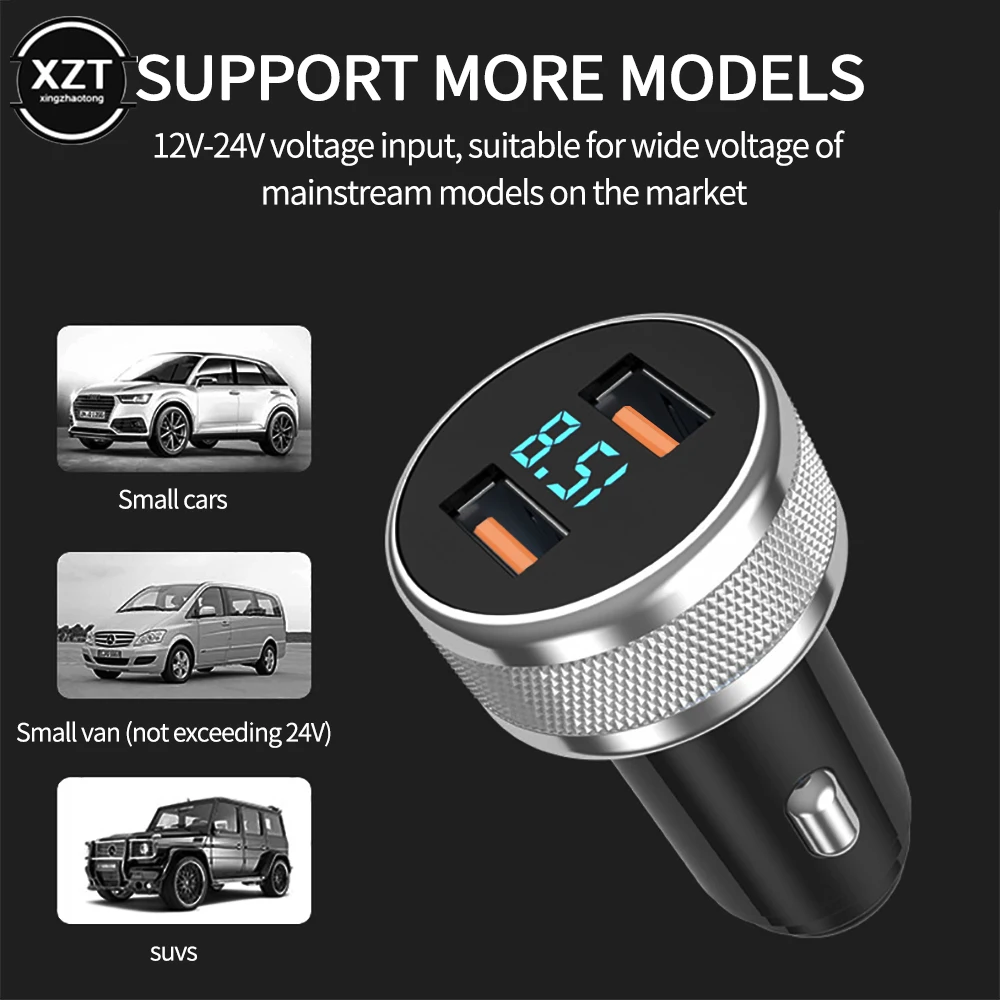 

New 36W Metal Digital Display Dual USB Car Charger USB C PD for Samsung Note 20 Ultra S20 xiaomi Phone Auto Fast Charger