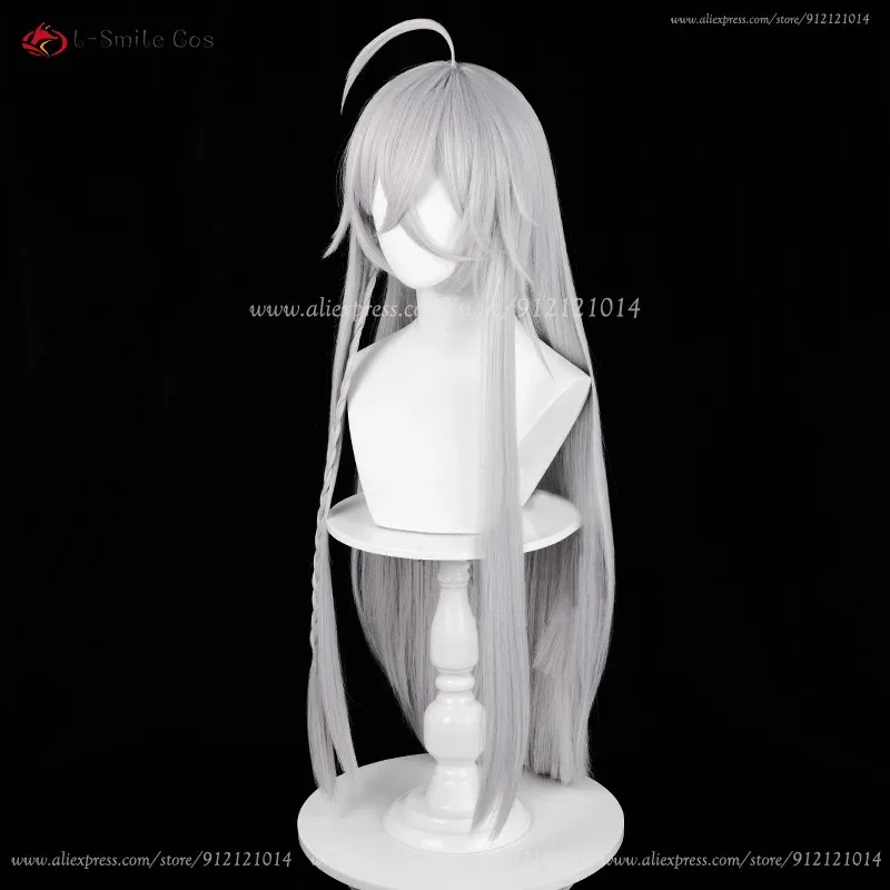 Dd122024 Wig Cosplay Anime Under Taker 90Cm Wig Undertaker Abu-abu Perak Rambut Sintetis Tahan Panas