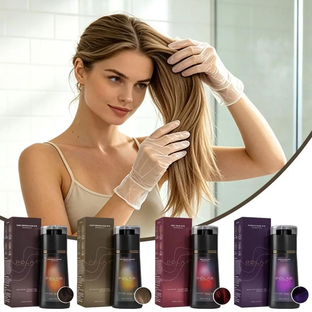 Hair Dye Shampoo 200ml 3 in 1 Natural Semi Nourish Permanent Color for Gray Hair Coverage Black Brown Purple Women Men New