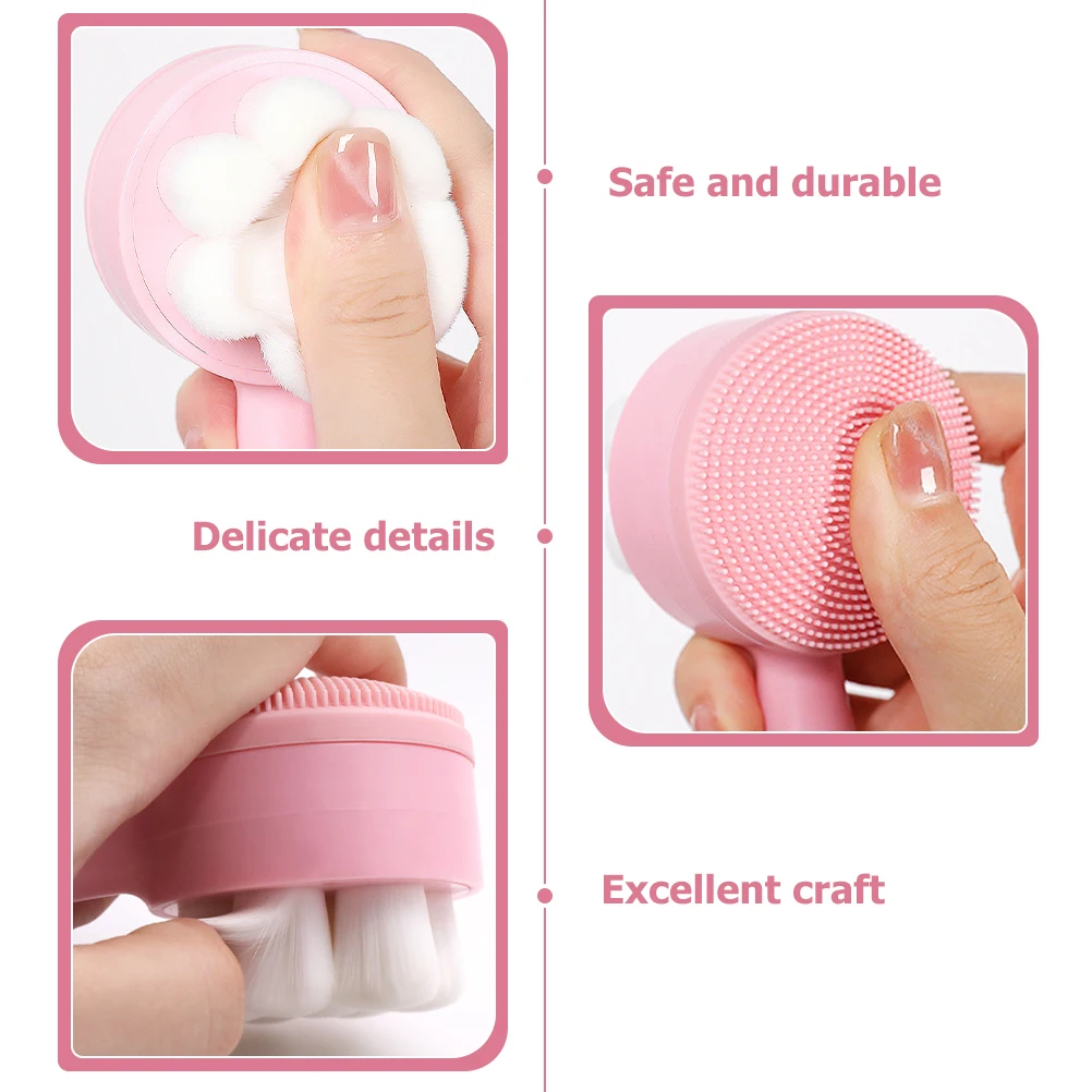 Facial Brush 2-In-1 Double-Sided Silicone Face Washing Brush For Deep Cleaning Exfoliating Skin Care Tool Handheld Face