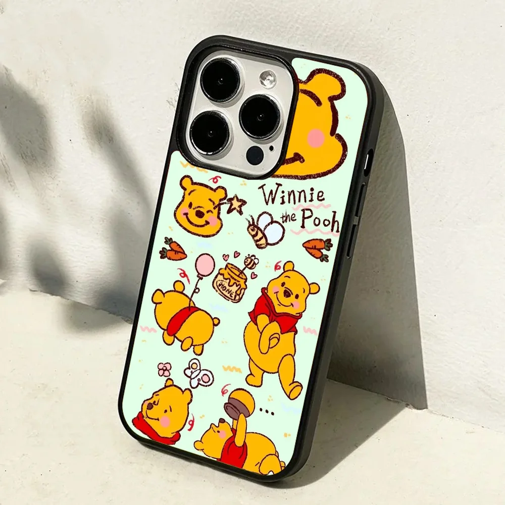 P-Pooh B-Bear Cartoon Anime Phone Case Strong Magnetic For IPhone 16 15 14 13 Pro Max 11 12 Mini Alex Mirror For Magsafe Wirel