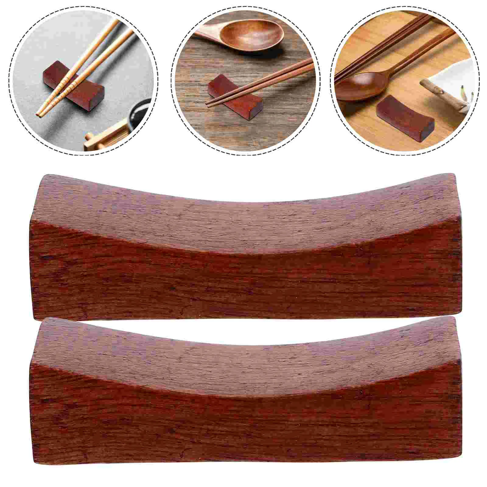 

12 Pcs Wooden Chopstick Rest Single Concave Holder Reusable Spoon Fork Support Elegant Home Decor Kitchen Utensils
