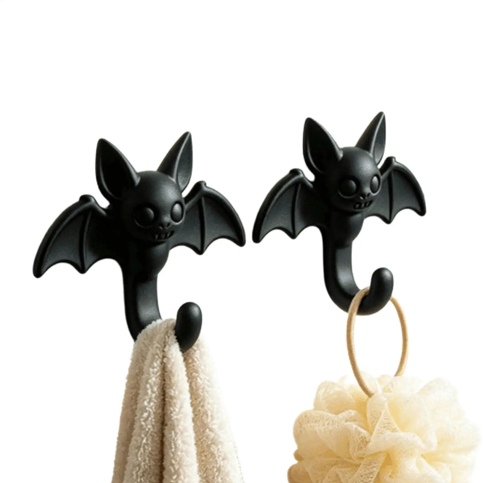 Self Adhesive Wall Hooks 2 Pieces Halloween Art Decoration Hanger Cartoon Bat Hook for Party Light Garland Door Kitchen Bathroom